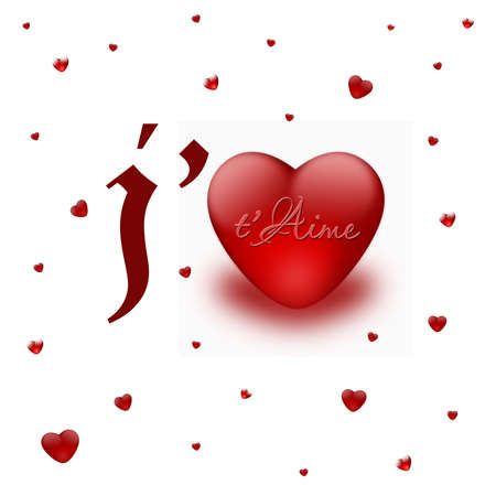 I love you with red hearts - card on valentine's day の写真素材