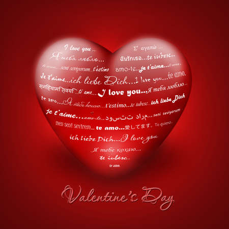 Illustration - I love you in different languages - valentine cardの写真素材