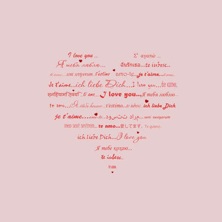 Illustration - Illustration - I love you in different languages - valentine cardの写真素材