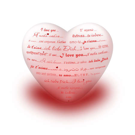 I love you in different languages - valentine cardの写真素材