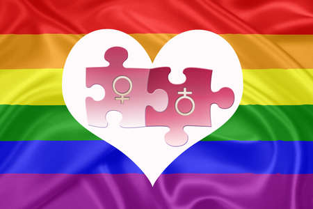 Same - sex marriages  Rainbow gay Flag の写真素材