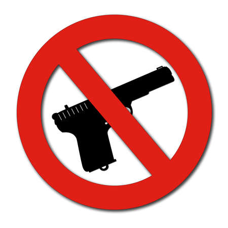 forbidden guns sign isolated on whiteの写真素材