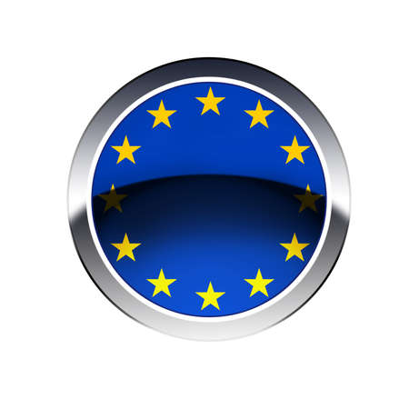 EU flag  on button isolated on whiteの写真素材