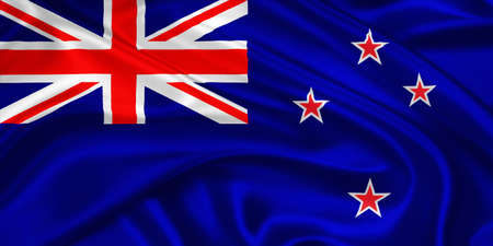 flag of New Zealand  waving with highly detailed textile texture patternの写真素材
