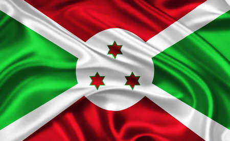 flag of Burundi waving with highly detailed textile texture patternの写真素材