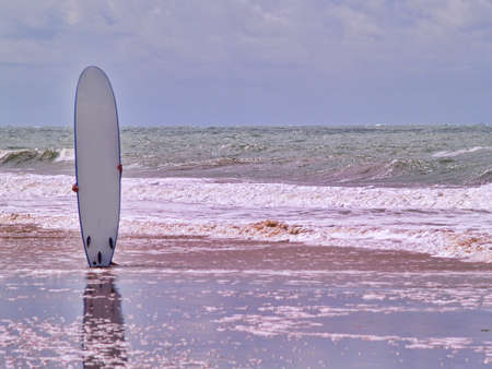  Surfboard  at the beach of the Atlantic ocean, Franceの写真素材