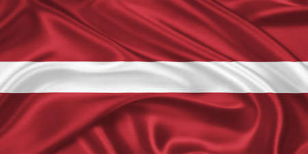 Flag of Latvia waving with highly detailed textile texture pattern