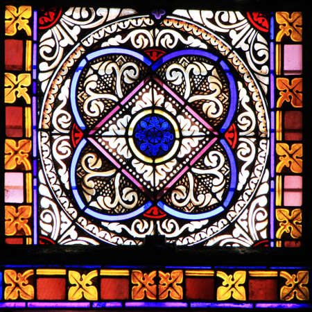 Colourful seamless stained glass window panel  in Chusclan, France