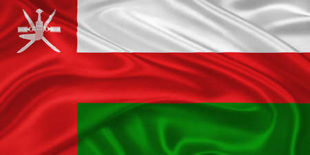 Flag of  Oman waving with highly detailed textile texture patternの写真素材