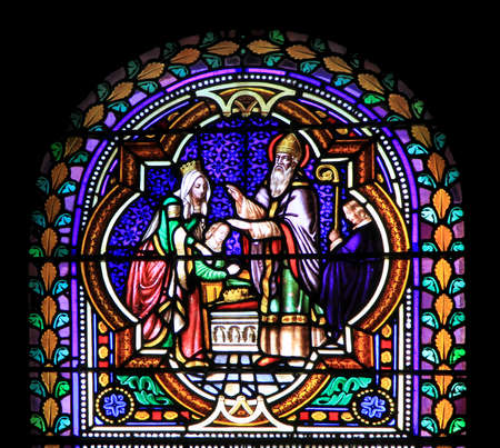 Colourful seamless stained glass window panel  in Chusclan, France
