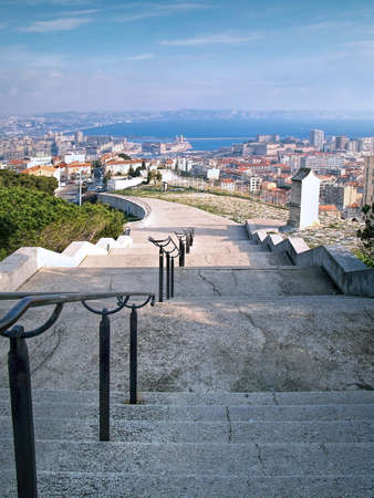 Notre-Dame de la Garde basilica, Central Marseilles, France  Long Climb To Churchのeditorial素材