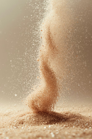 Sand explosion on a brown background. Abstract background. 3d renderingの素材