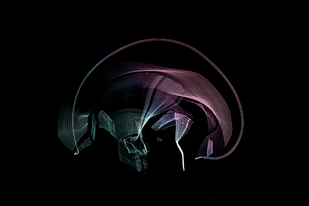 two people doing capoeira movements in LED Strip Lightの写真素材