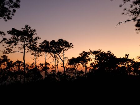 Evening sky after sunset.The landscape has a beautiful and peaceful sunriseの写真素材
