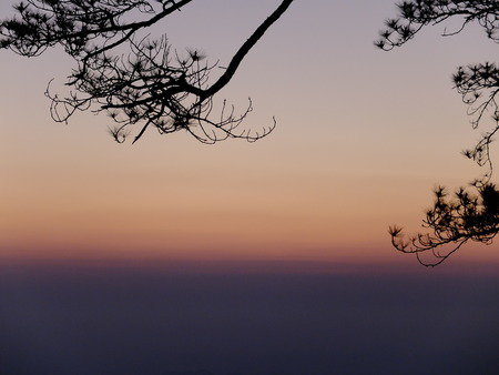 Evening sky after sunset.The landscape has a beautiful and peaceful sunriseの写真素材