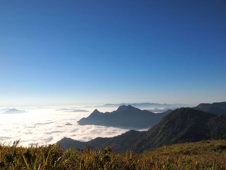 The hills and  fog in Morning landscape.の写真素材