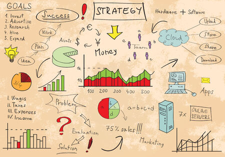 Bussiness marketing strategy scribbles, EPS8のイラスト素材
