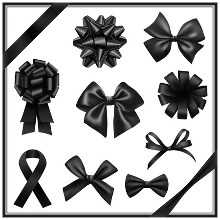 Black ribbon bowsのイラスト素材