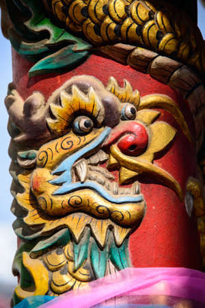 Dragon Face on a poleの写真素材