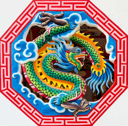 Dragon on an octagon windowの写真素材