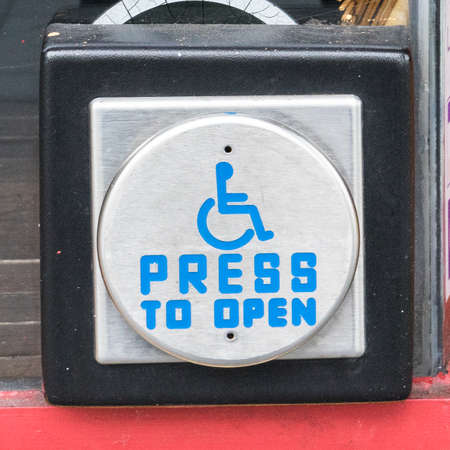 Press to open sign buttonの写真素材