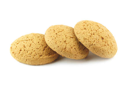 Oatmeal nut chip cookies isolated on white background