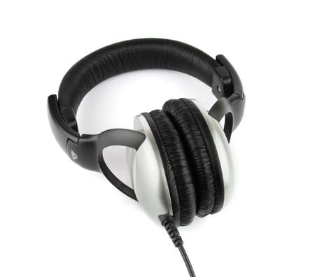 Modern headphones isolated on a white background の写真素材
