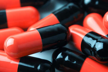 Medical pills or capsules. Macro image. Closeup with shallow dof.の写真素材