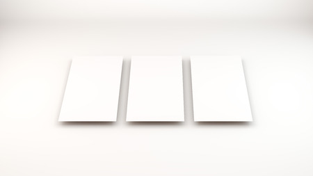 template to presentation. place for your design. many cards. stacks of paper. greeting cards. flyers. business cards. white background. warm lightの写真素材