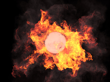 Ball in fire. Sphere in fire. Fire. On fire. 3d renderの写真素材