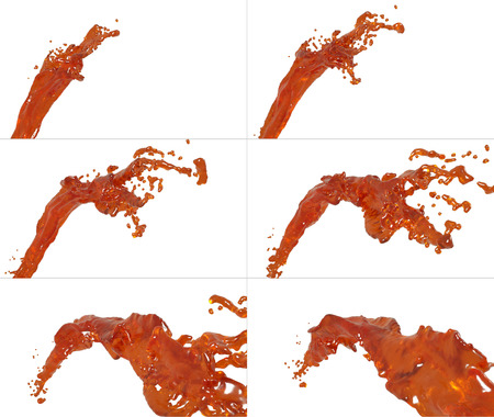 set of flying fluid flow. Collection of liquid streamの写真素材