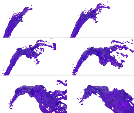 set of flying fluid flow. Collection of liquid streamの写真素材