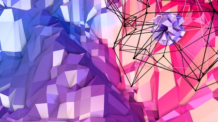 Low poly abstract background with modern gradient colors.の写真素材
