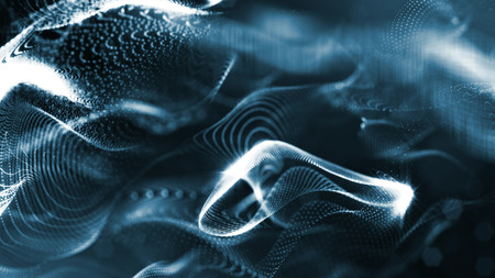 3d rendering, science fiction background of glowing particles with depth of field and bokeh....