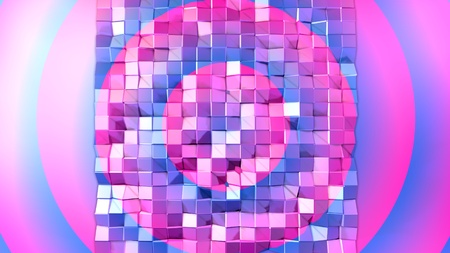 3d rendering abstract geometric background with modern gradient colors in low poly style. 3d surface with blue red gradient with round structures. 1の写真素材