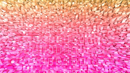 3d render of abstract geometric background with modern gradient colors in low poly style. 3d surface with nice orange red gradient and with grid 5.の写真素材