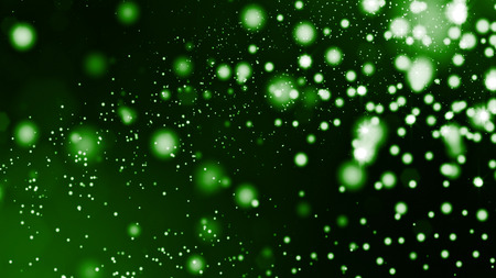 3d render of abstract green composition with depth of field and glowing particles in dark with bokeh effects. Science fiction microcosm or macro world or abstract Christmas garlands in the air. 14の写真素材