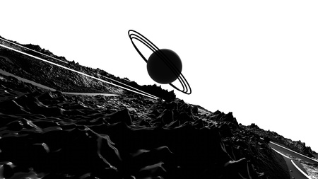 3d render of abstract planet surface. Very detailed sci fi or science fiction background in greyscale like moon landscape with 3d objects. Ð¡osmic surface of the planet 72の写真素材