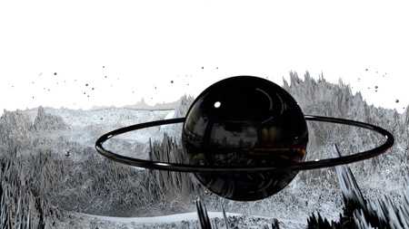 3d render of abstract planet surface. Very detailed sci fi or science fiction background in...