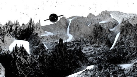 3d render of abstract planet surface. Very detailed sci fi or science fiction background in...