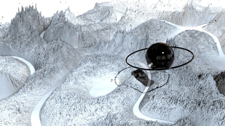 3d render of abstract planet surface. Very detailed sci fi or science fiction background in...