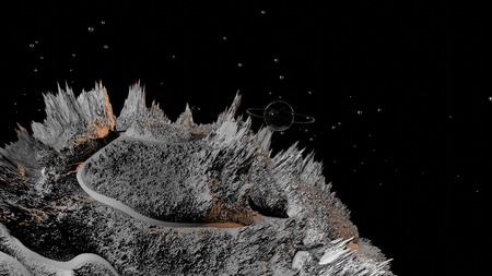3d render of abstract planet surface. Very detailed sci fi or science fiction background in...