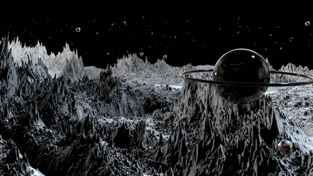 3d render of abstract planet surface. Very detailed sci fi or science fiction background in...