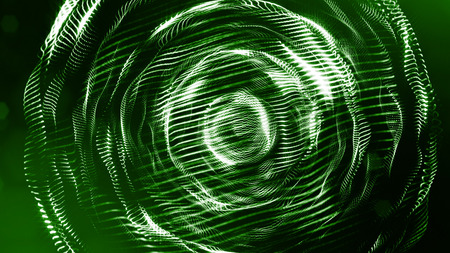 Abstract glow particles in air as science fiction microcosm or macro world or sci-fi. 3d render of abstract composition with depth of field and glowing particles in dark with bokeh effects.の写真素材