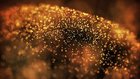 gold particles glisten in the air, gold sparkles in a viscous fluid have the effect of advection...