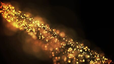 gold particles glisten in the air, gold sparkles in a viscous fluid have the effect of advection...
