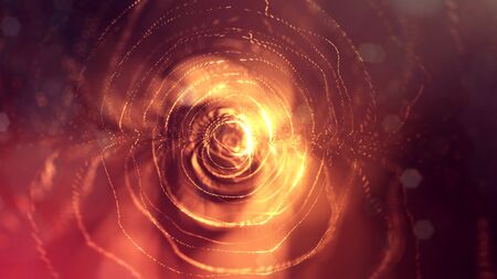 3d rendering background of glowing particles with depth of field, bokeh. Microworld or sci-fi theme....