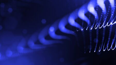 Glow particles are in air as science fiction of microcosm or macro world or sci-fi. 3d rendering of...
