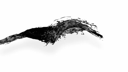 black splash like petroleum is hanging in the air. 3d rendering of liquid splash in cartoon style. 5の写真素材