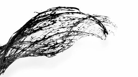 black splash like petroleum is hanging in the air. 3d rendering of liquid splash in cartoon style. 36の写真素材